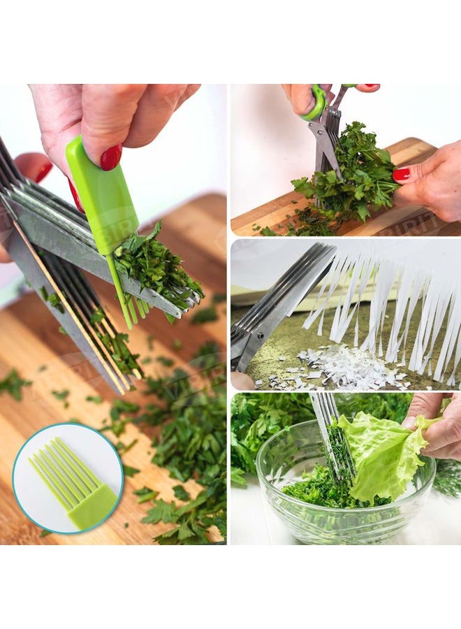 VIBIRIT Herb Scissors Leaf Herb Stripper, Stainless Steel 5 Blade Kitchen Scissors,Peelers for Kitchen,for Chopping Chive , Vegetables, Salad,Collard Greens, Parsley, Rosemary Herb As Christmas gifts - Image 2