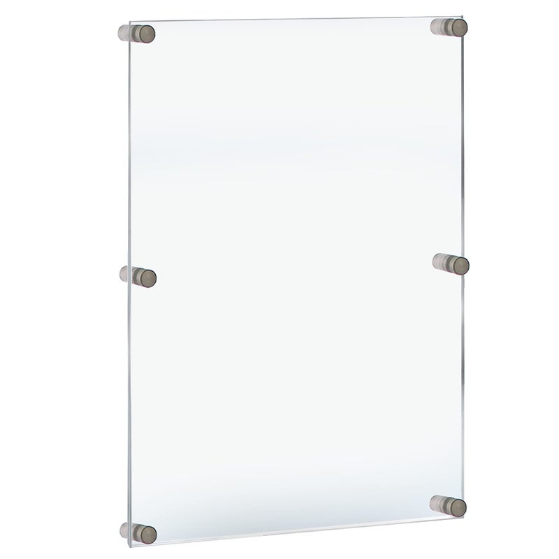 Azar Displays Azar Displays 105540 Floating Acrylic Wall Frame with Silver Hardware Stand Off Caps Clear Hanging Photo Frame Display Mount with Frameless Border GlassLike Frame for Large Prints 30 x 40