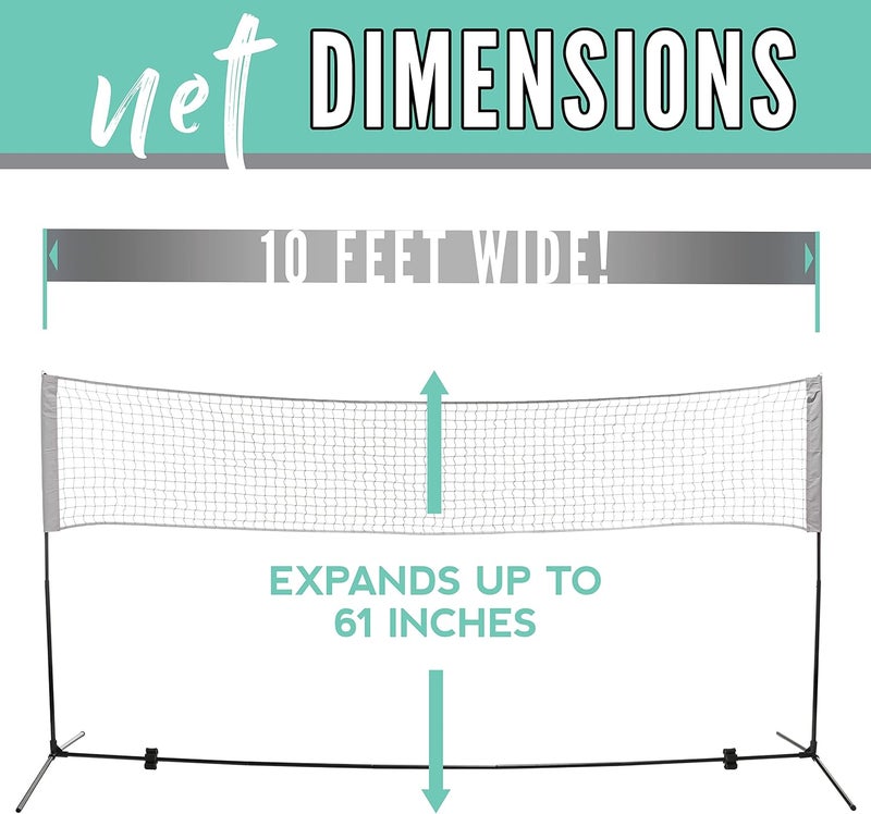 Franklin Sports Portable, Adjustable Height 10ft Wide Net - for Badminton -Kids Volleyball -Pickleball - Tennis - Image 3