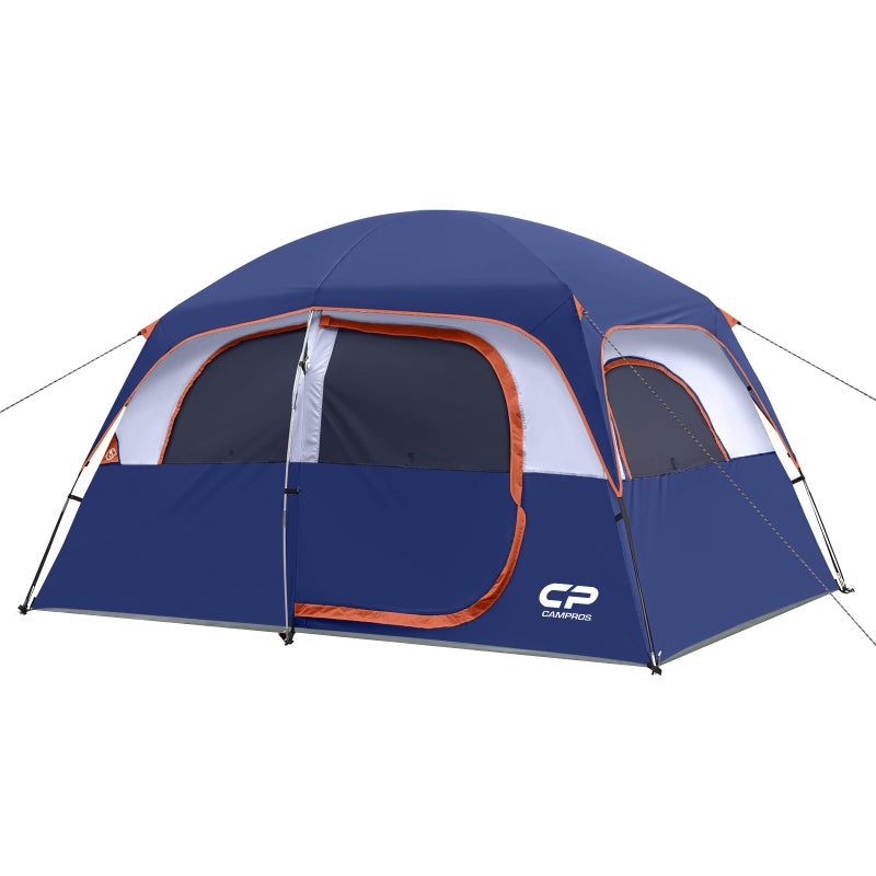 CAMPROS CP Tent-6-Person-Camping-Tents, 6 Person, Waterproof Windproof Family Tent with Top Rainfly, 4 Large Mesh Windows, Double Layer, Easy Set Up, Portable with Carry Bag - Red For Camping & Hiking - Image 1