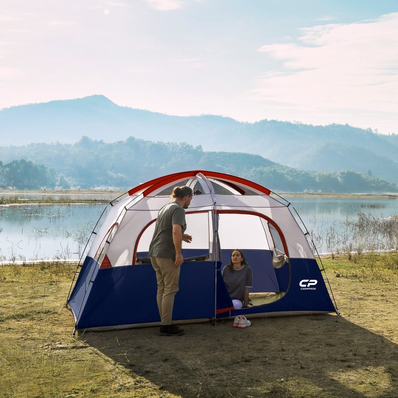 CAMPROS CP Tent-6-Person-Camping-Tents, 6 Person, Waterproof Windproof Family Tent with Top Rainfly, 4 Large Mesh Windows, Double Layer, Easy Set Up, Portable with Carry Bag - Red For Camping & Hiking - Image 4