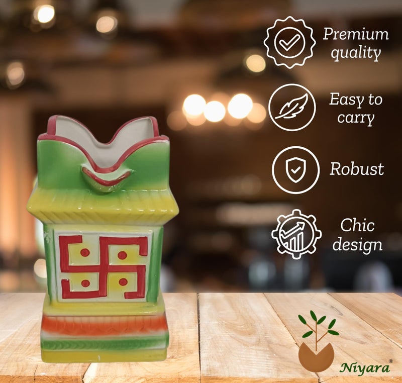 Niyara Ceramic Tulsi Pot – Traditional Plant Holder with Elegant Design (Multicolor, 6.5 inches by 11 inches) - Image 3