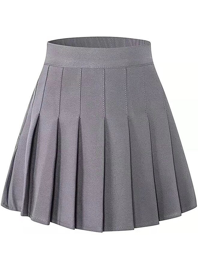 Anti-wrinkle Pleated Plaid Skirt, High Waist Mini Skirt, Pleated Skirt for Girls,Women's Girls High Waist Pleated Tennis Skirt School A-Line Crockery Lined Shorts,Buy One Size Large(Grey) - Image 1