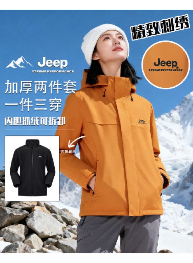 Jeep Sale [3-in-1 Women's Jacket] Winter Outdoor Windproof Warm Two-piece Set Women's Sports Jacket - Image 1