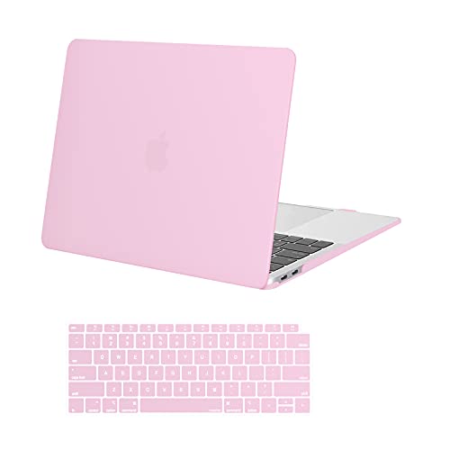 MOSISO Compatible with MacBook Air 13 inch Case M1 2021 2020 2019 2018 Release A2337 A2179 A1932 Touch ID Plastic Hard Shell CoverKeyboard Cover for MacBook Air 133 inch Case M1 Clear Pink - Image 1