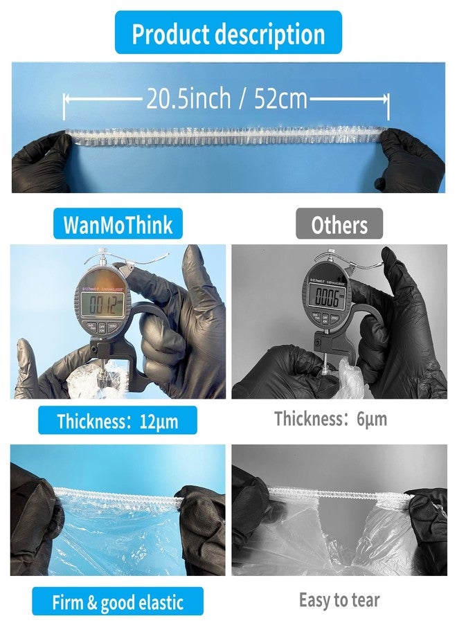 WanMoThink 100pcs Disposable Shower Caps - Large Thick Clear Plastic Shower Cap for Women Waterproof and Men, Hair Cap for Deep Conditioning, Hotel Travel Essentials (20.5 inch) - Image 3