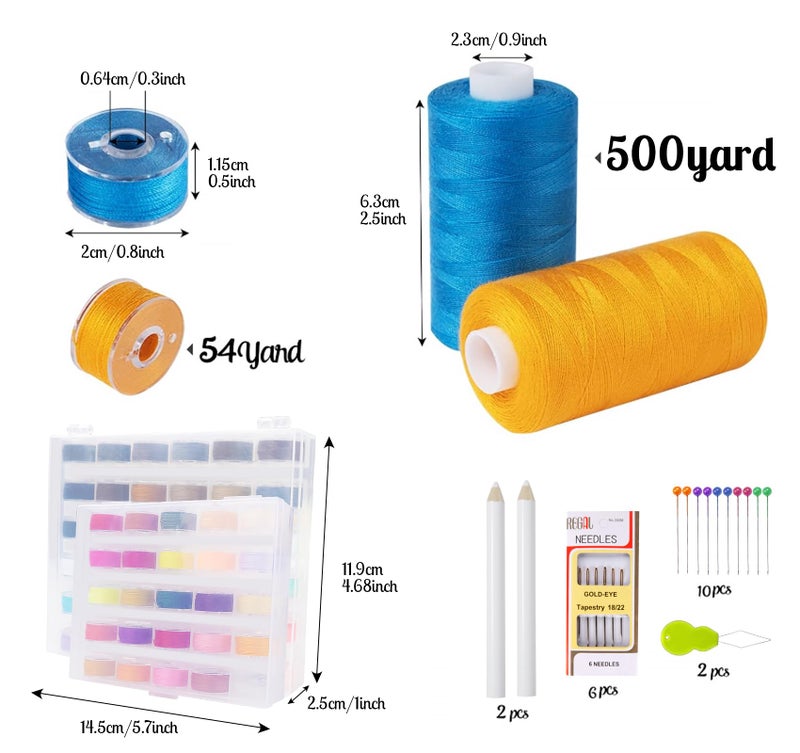 ilauke 80 Colors Sewing Thread,144 Pcs Bobbins Sewing Threads Kit for Hand/Sewing Machine, 400 Yards Sewing Machine Thread Spools for Sewing Brother Singer Janome Machine with Sewing Supplies - Image 3