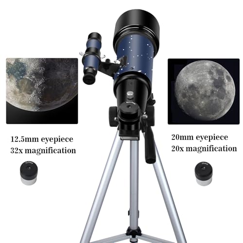 EACONN Telescopes, Telescope for Kids and Adults Beginners, 70mm Aperture 400mm Focus Length Refractor Travel Telescope with AZ Mount for Observe The Moon and Landscape (Blue) - Image 3