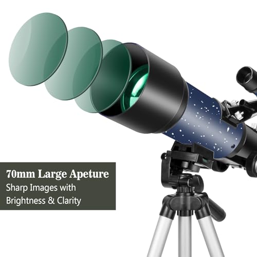 EACONN Telescopes, Telescope for Kids and Adults Beginners, 70mm Aperture 400mm Focus Length Refractor Travel Telescope with AZ Mount for Observe The Moon and Landscape (Blue) - Image 2
