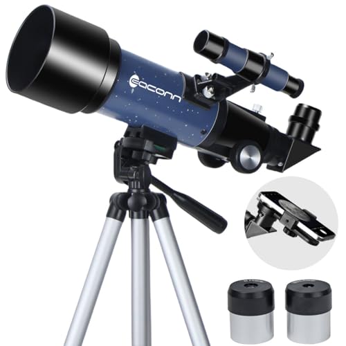 EACONN Telescopes, Telescope for Kids and Adults Beginners, 70mm Aperture 400mm Focus Length Refractor Travel Telescope with AZ Mount for Observe The Moon and Landscape (Blue) - Image 1