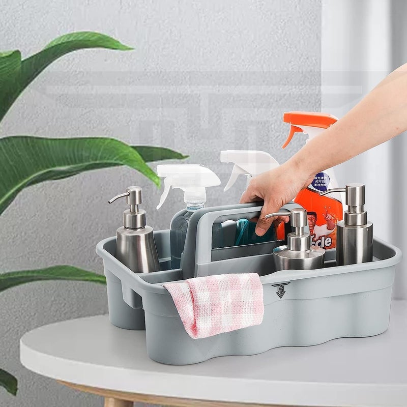 AMIGOS STORE 2Compartment Industrial Caddy Bucket Bathroom Organizer Basket Tool Organizer for Cleaning Bathroom Windows Grey - Image 3