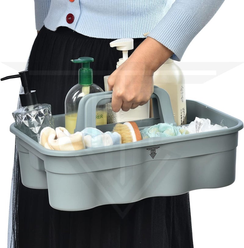 AMIGOS STORE 2Compartment Industrial Caddy Bucket Bathroom Organizer Basket Tool Organizer for Cleaning Bathroom Windows Grey - Image 2