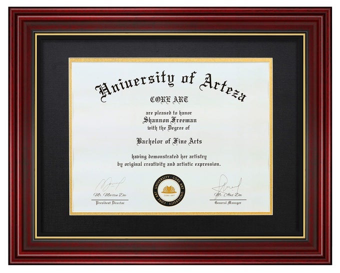 11X14 DIPLOMA FRAME DISPLAY CERTIFICATES 85 X 11 WITH BLACK MAT OR DOCUMENTS 11 X 14 WITHOUT MAT COLLEGE DEGREE WOODEN FRAME WITH TEMPERED GLASS FOR WALL AND TABLETOP DISPLAYCHERRY RED