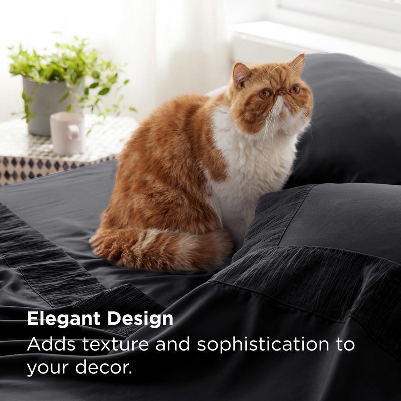 Bedsure Full Size Bed Sheets - 4 Pieces Soft Full Sheet Set - Breathable & Cooling - Hotel Luxury - Easy Care Polyester Microfiber Bedding for Women, Men, Black - Image 4