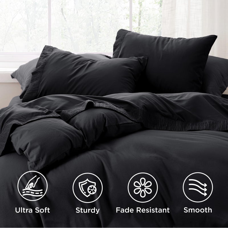 Bedsure Full Size Bed Sheets - 4 Pieces Soft Full Sheet Set - Breathable & Cooling - Hotel Luxury - Easy Care Polyester Microfiber Bedding for Women, Men, Black - Image 3