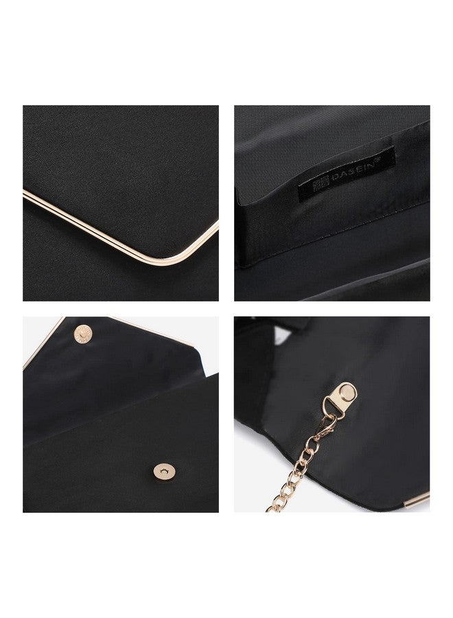 داسين حقيبة كلاتش نسائية مخملية للحفلات الرسمية من داسين مع حزام سلسلة (أسود) - Image 2