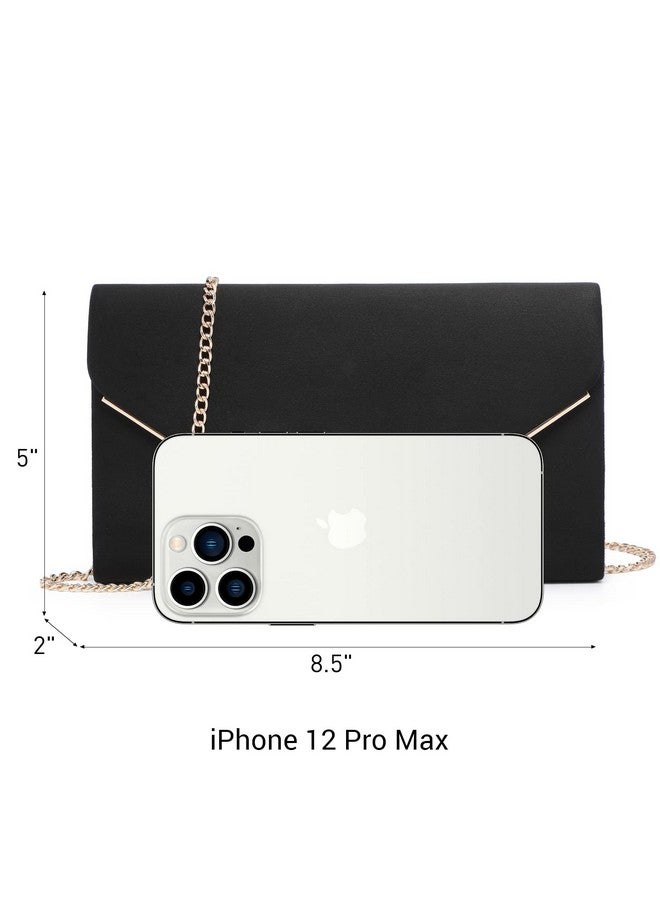 داسين حقيبة كلاتش نسائية مخملية للحفلات الرسمية من داسين مع حزام سلسلة (أسود) - Image 4