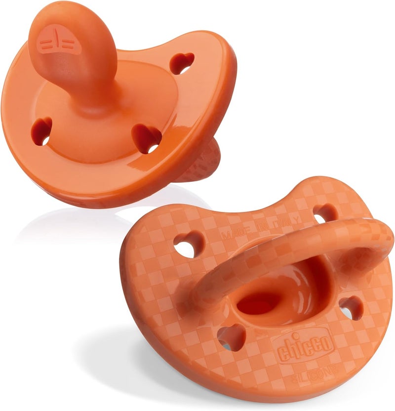 Chicco PhysioForma Luxe Silicone Pacifier for Babies 16-24 Months - Terracotta, 2 Pack - Image 1