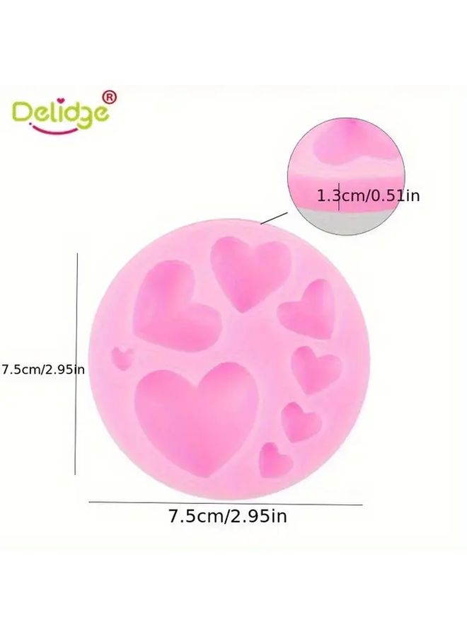 Pink Heart Shaped Silicone Mold DIY Decorating Tool 1pc - Image 2