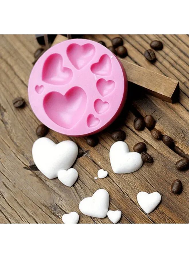 Pink Heart Shaped Silicone Mold DIY Decorating Tool 1pc - Image 1