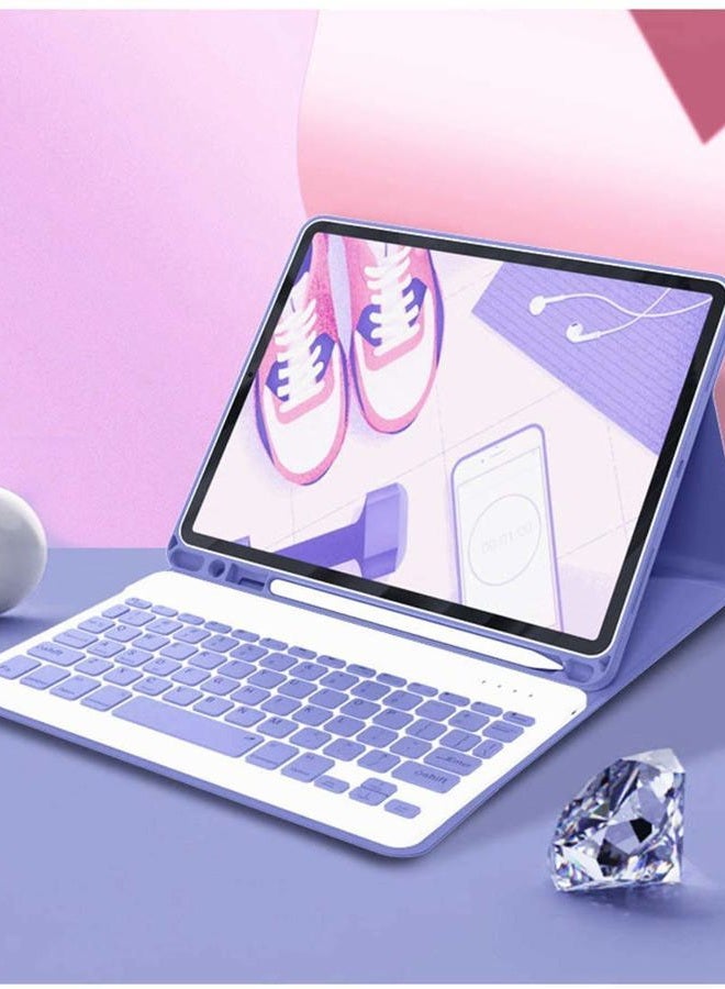 AnMengXinLing iPad Air 11 inch (M2) Case with Keyboard Mouse, iPad Air 6th Gen/iPad Air 5th/4th Gen Keyboard Case with Pencil Holder for iPad Air 11 2024/Air 5/Air 4, Purple - Image 1