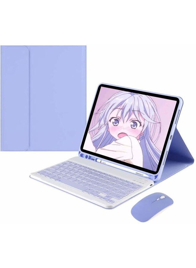 AnMengXinLing iPad Air 11 inch (M2) Case with Keyboard Mouse, iPad Air 6th Gen/iPad Air 5th/4th Gen Keyboard Case with Pencil Holder for iPad Air 11 2024/Air 5/Air 4, Purple - Image 2