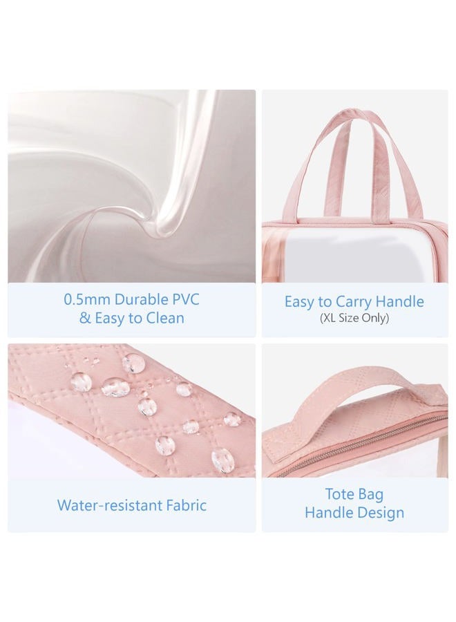 Packism Clear Toiletry Bags, 3 Pack Clear Makeup Bags with Handle Large Opening, Waterproof Clear Cosmetic Bags Fit Carry-on Travel Essentials, Travel Accessories Clear Travel Bags, Pink - Image 5