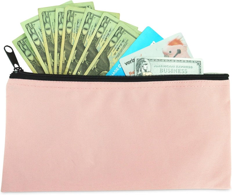 DALIX Bank Bags Money Pouch Securi Deposit Utility Zipper Coin Bag Pink 2 Pack - Image 4