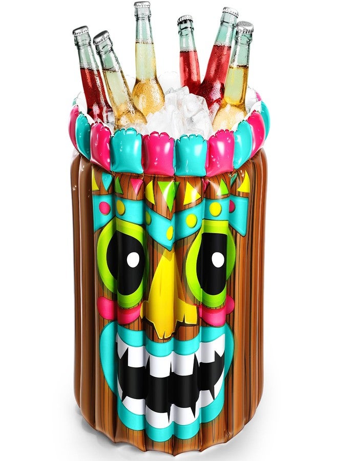 Vesici Tiki Inflatable Drink Coolers 25 x 20 Inch Hawaiian Luau Tropical Beach Decorations Drink Cooler Beverage Holder for Pool Summer Birthday BBQ Party Supplies - Image 1
