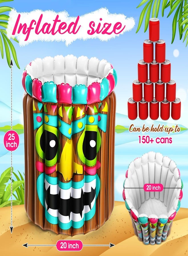 Vesici Tiki Inflatable Drink Coolers 25 x 20 Inch Hawaiian Luau Tropical Beach Decorations Drink Cooler Beverage Holder for Pool Summer Birthday BBQ Party Supplies - Image 2