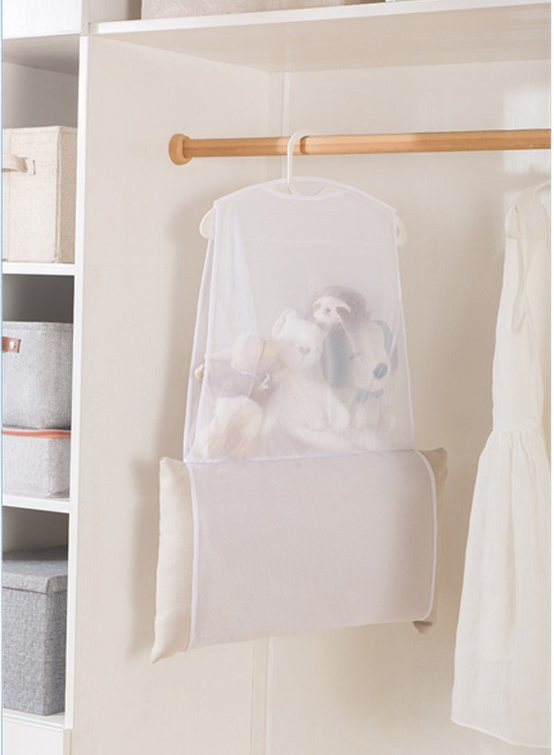 BestBuy 2 in 1- 1 Bag +1 Hanger, Multi-Hanger Net Bag for Drying Pillows & Toys – 2 Compartments, Space-Saving Closet Organizer  - Image 2