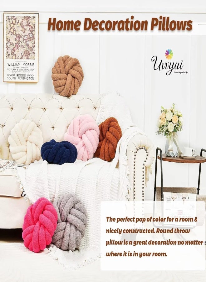 14 inch navy Caramel  handmade suede knotted round pillow bed/sofa/living room decorative cushion - Image 4