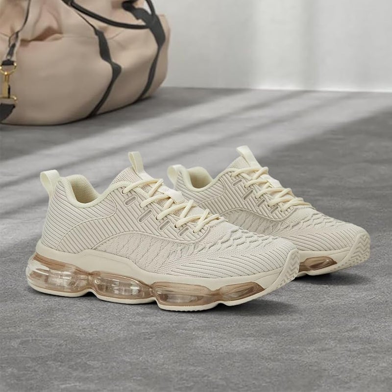 Luogoks Womens Walking Running Shoes Air Cushion Basketball Sneakers Fashion Tennis Breathable Sport Gym Fitness Cross Trainers Shoes - Image 3