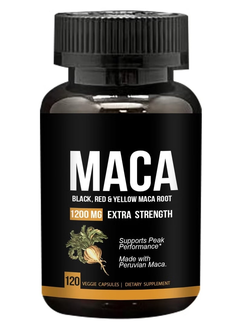 Natgrown Organic Black, Red & Yellow Peruvian Maca Root Extract 1200mg - 120 Capsules