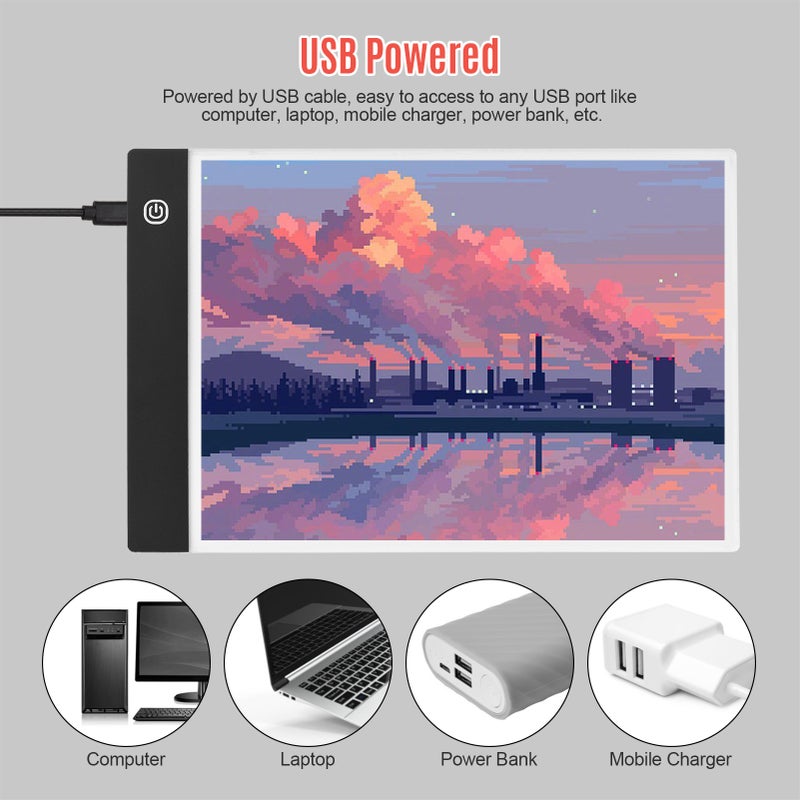 A4 Copyboard Ultra-thin LED Light Pad Adjustable 3 Levels Brightness Drawing Board USB Powered for Artist Animation Sketching Architecture Calligraphy Stenciling - Image 4