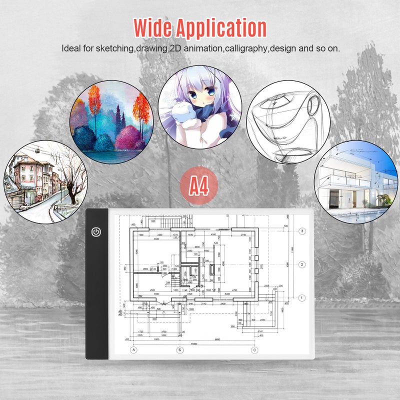 A4 Copyboard Ultra-thin LED Light Pad Adjustable 3 Levels Brightness Drawing Board USB Powered for Artist Animation Sketching Architecture Calligraphy Stenciling - Image 5
