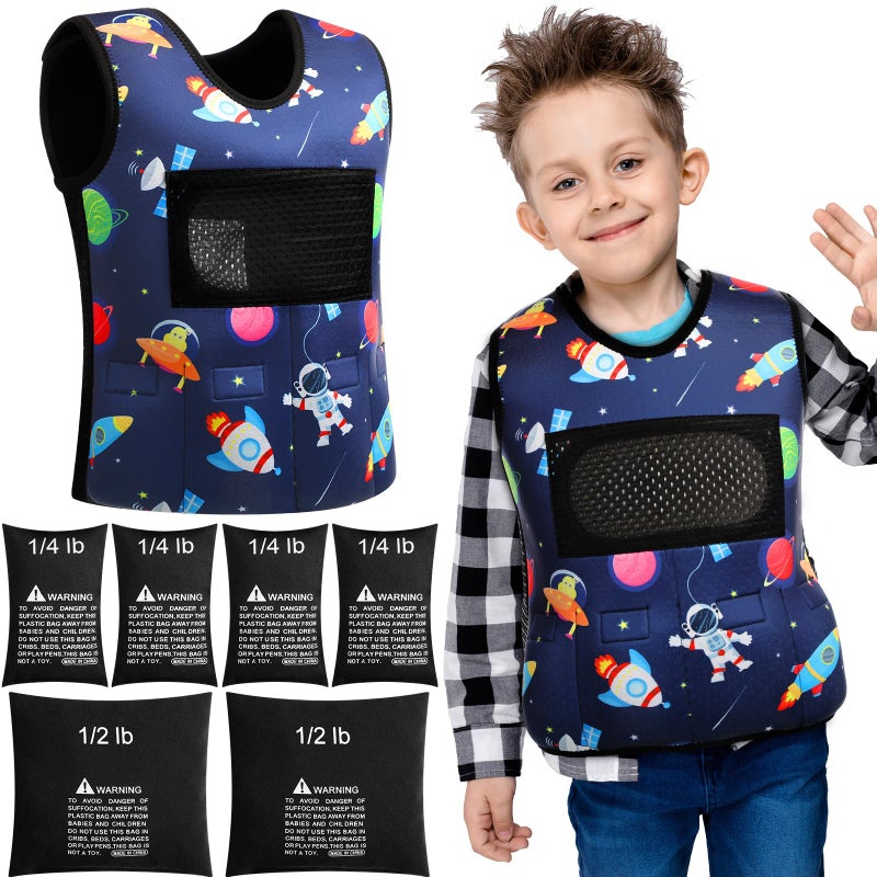 Janmercy Janmercy Weighted Vest for Kids Boys Adjustable Breathable Girls Compression Vest for Processing IssueRocketSmall 