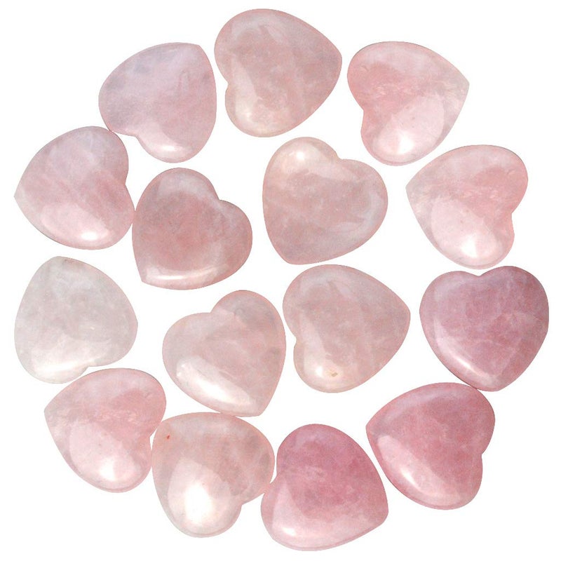 Marrywindix 15 Packs 0.8 Inches Healing Crystal Natural Rose Stone Heart Love Carved Palm Worry Stone Chakra Reiki Balancing - Image 1