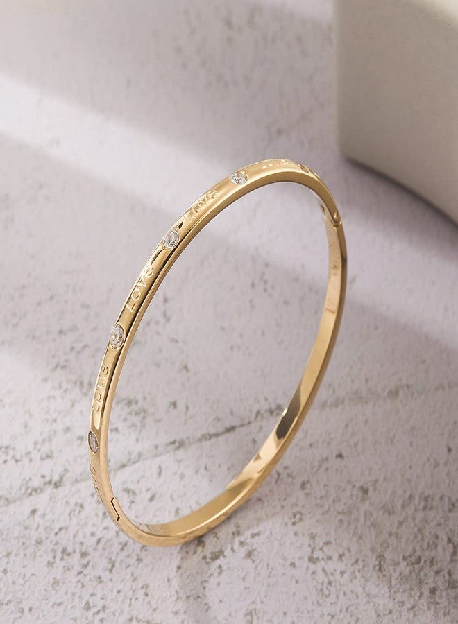 WISTIC Gold Love Thin Bangle Bracelet for Women Stainless Steel Metal Gold Plated Cuff Bangle Jewelry for Men and Adults Fashion Gift - Image 3