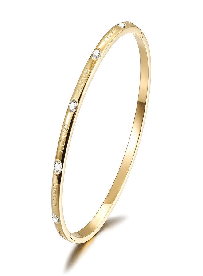 WISTIC Gold Love Thin Bangle Bracelet for Women Stainless Steel Metal Gold Plated Cuff Bangle Jewelry for Men and Adults Fashion Gift - Image 1