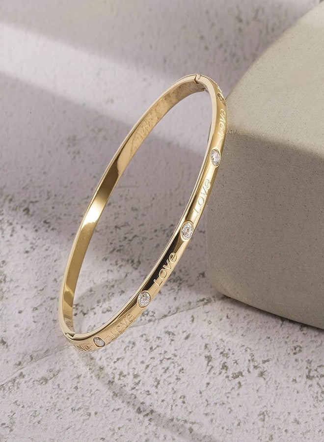 WISTIC Gold Love Thin Bangle Bracelet for Women Stainless Steel Metal Gold Plated Cuff Bangle Jewelry for Men and Adults Fashion Gift - Image 2