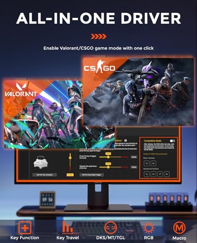 DAREU EK75RT Rapid Trigger Wired Gaming Keyboard, Hall Effect Magnetic Switch Mechanical Keyboard, Adjustable Actuation, 75% TKL with Knob, Magnetic Sensing RGB Backlit, Translucent Keycaps for FPS - Image 5