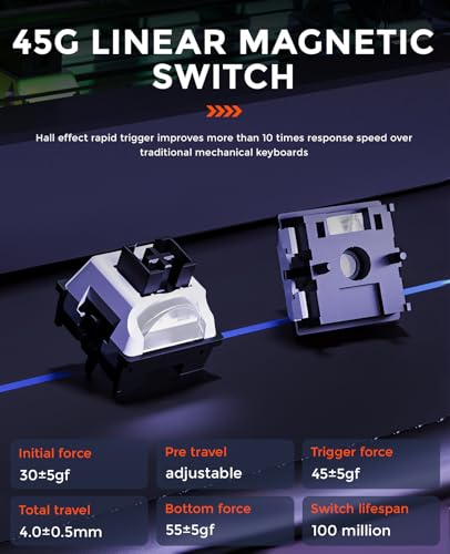 DAREU EK75RT Rapid Trigger Wired Gaming Keyboard, Hall Effect Magnetic Switch Mechanical Keyboard, Adjustable Actuation, 75% TKL with Knob, Magnetic Sensing RGB Backlit, Translucent Keycaps for FPS - Image 3
