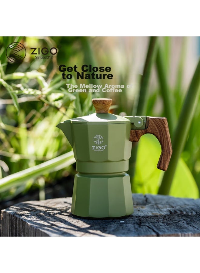 Zigo Moka Pot, Home Single Valve One-cup Pour-over Pot, Italian Espresso Extraction Coffee Pot, Home Use, Forest Green - Image 3