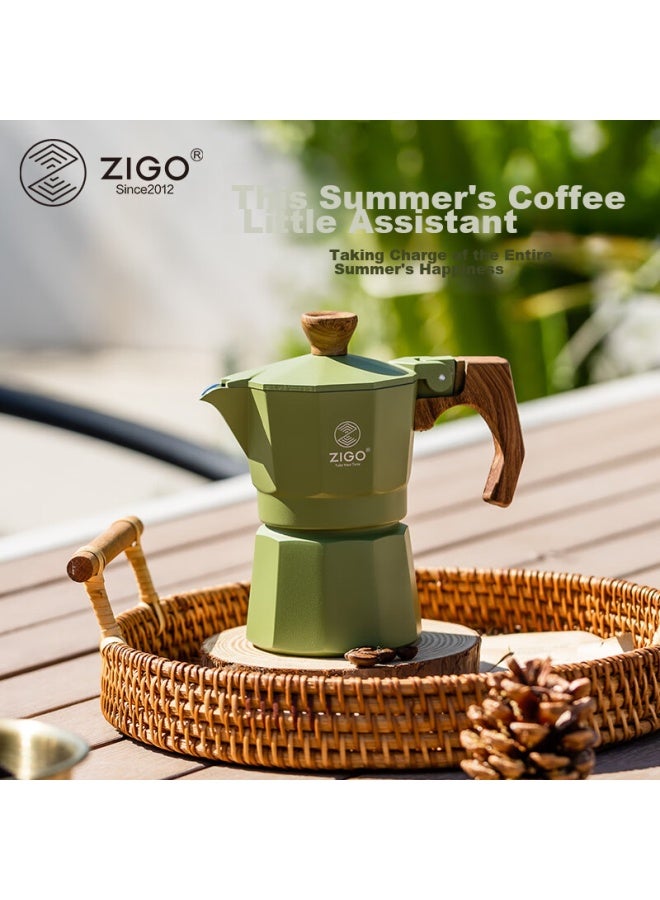Zigo Moka Pot, Home Single Valve One-cup Pour-over Pot, Italian Espresso Extraction Coffee Pot, Home Use, Forest Green - Image 1