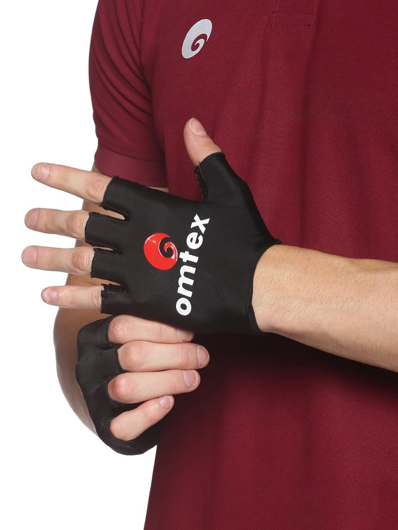 omtex Cricket Finger Cut Catching Fielding Batting Gloves Sweat Absorbent to Enhance Grip and Durability- Black - Large - Image 2