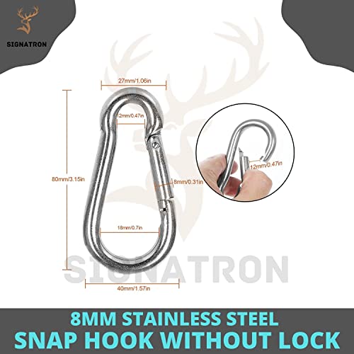 SIGNATRON Stainless Steel Spring Snap Hook Carabiner/Hook Swing Connector/Heavy Duty Multipurpose (4 Pieces) - Image 3