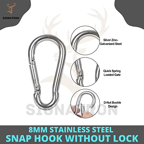 SIGNATRON Stainless Steel Spring Snap Hook Carabiner/Hook Swing Connector/Heavy Duty Multipurpose (4 Pieces) - Image 2