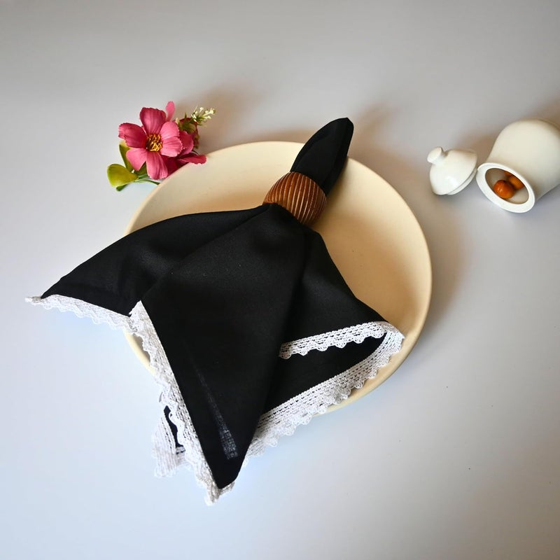 FINGERCRAFT Cloth Napkin 20x20 Inches Set of 12 Cotton Linen Blend Excellent Absorbency Washable and Reusable Durable Dinner Napkin for Kitchen Hotels Wedding Party Black - Image 2