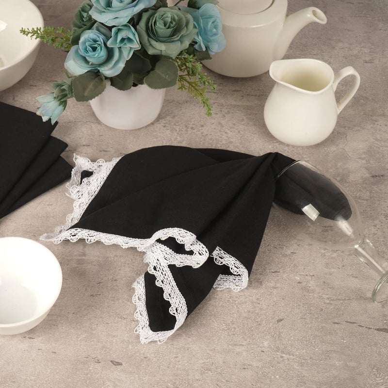 FINGERCRAFT Cloth Napkin 20x20 Inches Set of 12 Cotton Linen Blend Excellent Absorbency Washable and Reusable Durable Dinner Napkin for Kitchen Hotels Wedding Party Black - Image 4